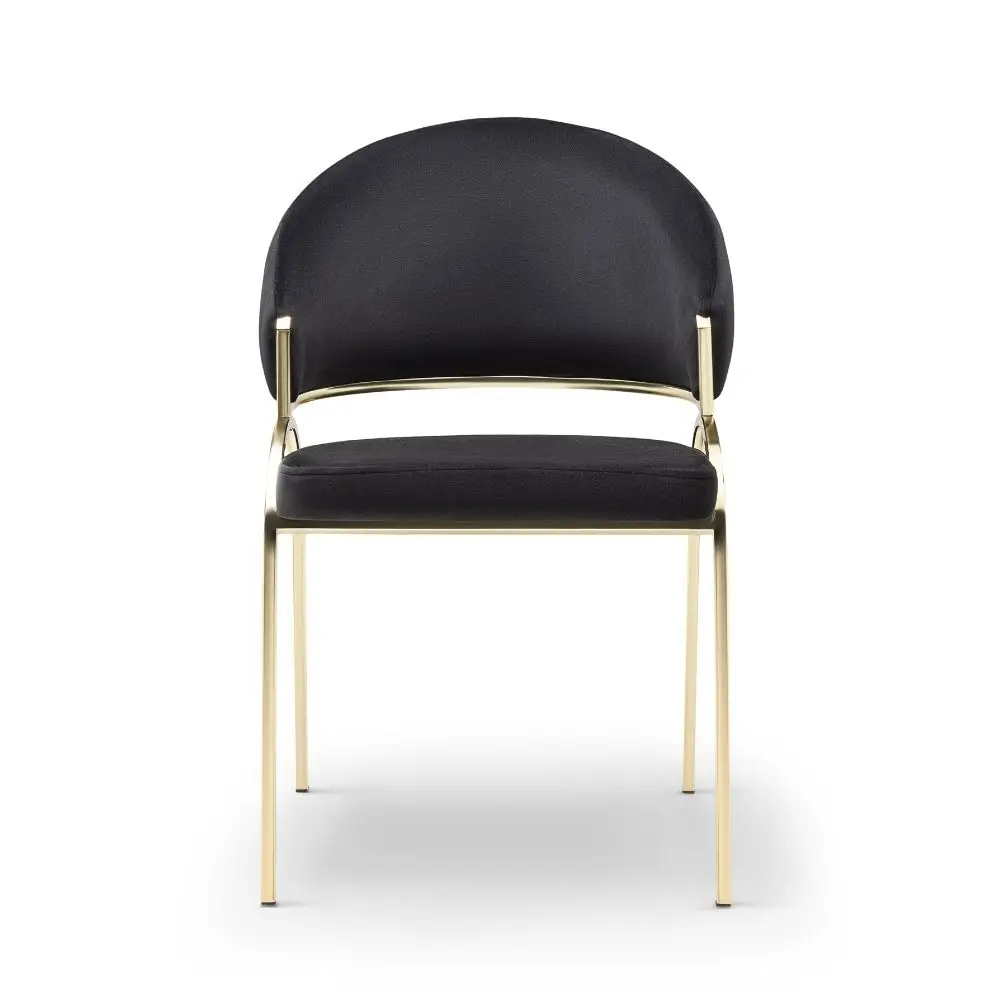 Efsane Customizable Luxury Modern European Metal Dining Chair Durable Steel Legs PU Fabrics Black Minimalist Home Furniture Home