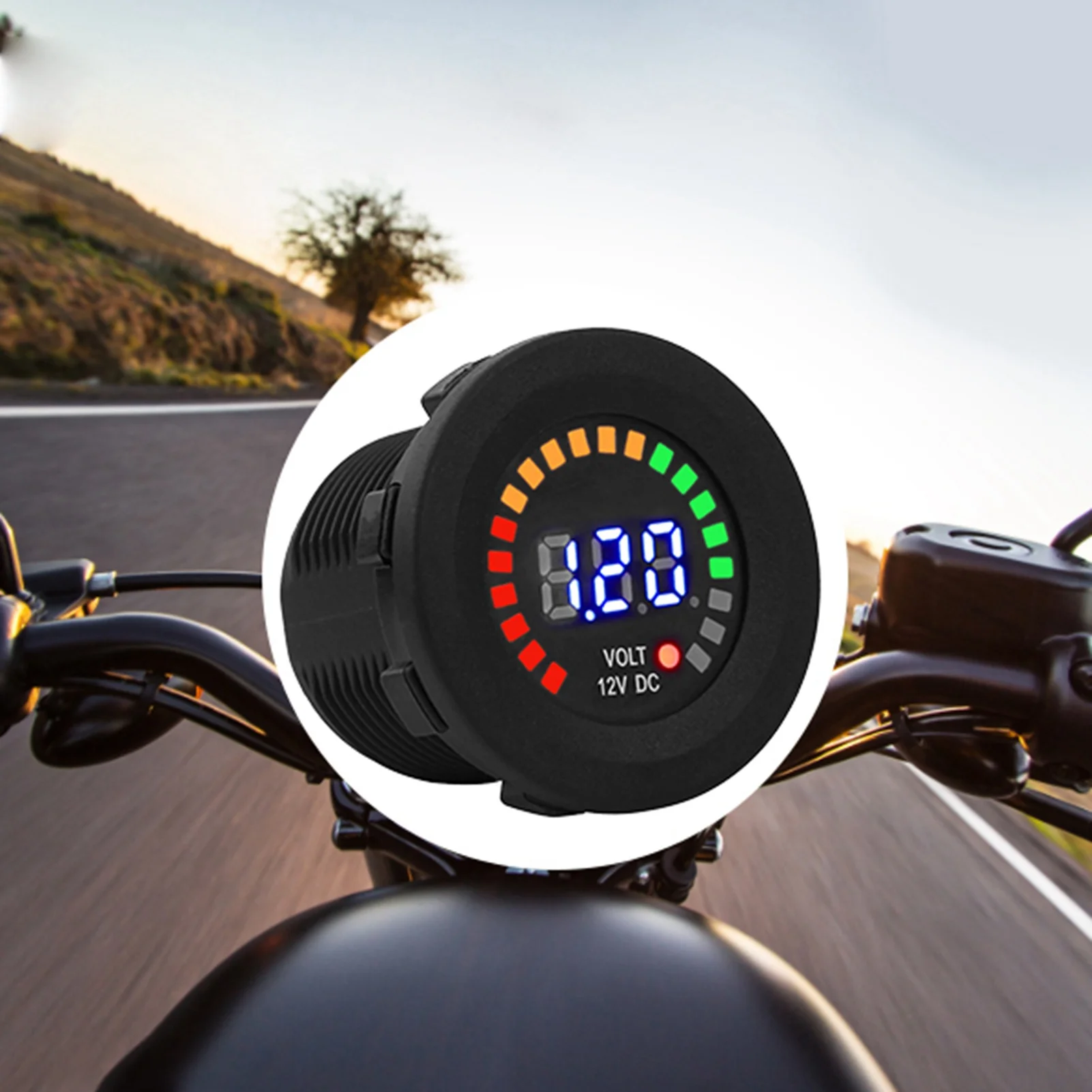 12 V Motorcycle Car LED Digital Display Voltmeter Waterproof Voltage Volt Meter Gauge Black New