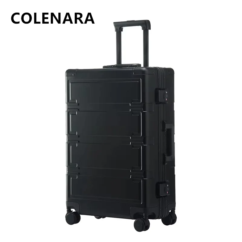 COLENARA Men's Suitcase All Aluminum Magnesium Alloy Boarding Box Business Trolley Case 20