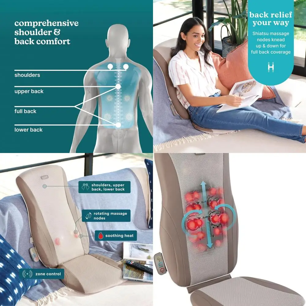 

Массажная подушка шиацу с подогревом для полной верхней части и нижней части спины, массажер для глубокого разминания, подходит для большинства стульев для дома или офиса U