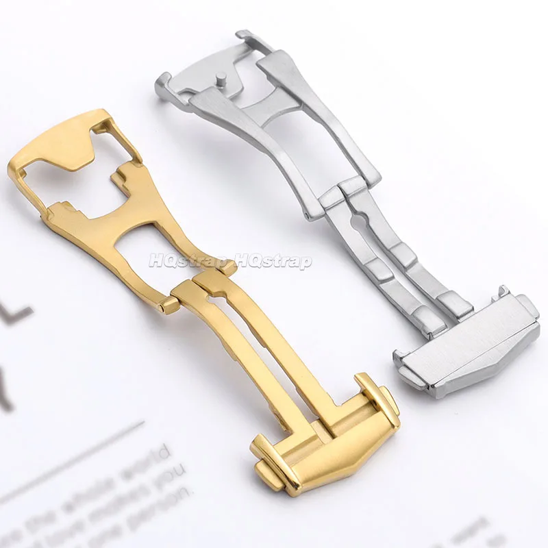 Stainless Steel Watch Buckle 18mm 20mm Metal Butterfly Clasp for Omega Nylon Strap Deployment Double Press Button Accessories view 5
