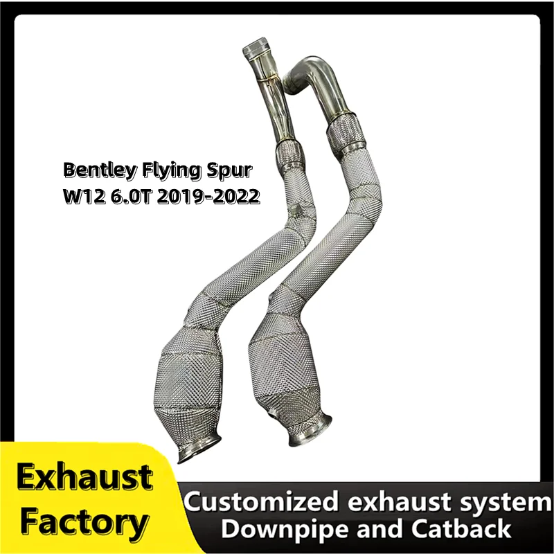 For Bentley Flying Spur W12 6.0T 2019-2022 customized stainless steel head section exhaust pipe system catless/catalyst downpipe