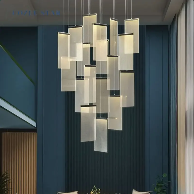 Luxury LED Chandeliers Lighting Nordic Paper Black Gold Acrylic Aluminum Pendant Lights  Bedroom Living Room Staircase Lamps