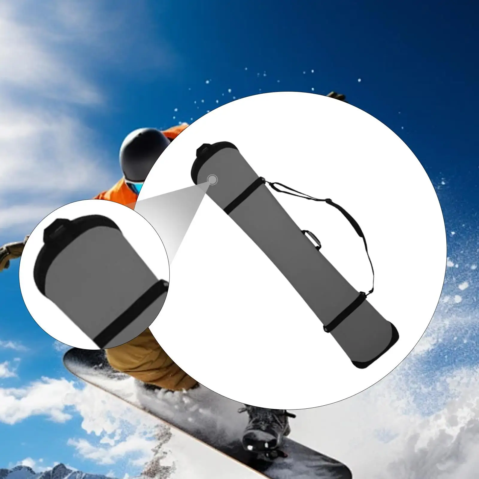 غطاء للأكمام على الجليد قابل للتعديل مع ملحقات المقبض مع حزام كتف وحقيبة سفر للتزلج على الجليد