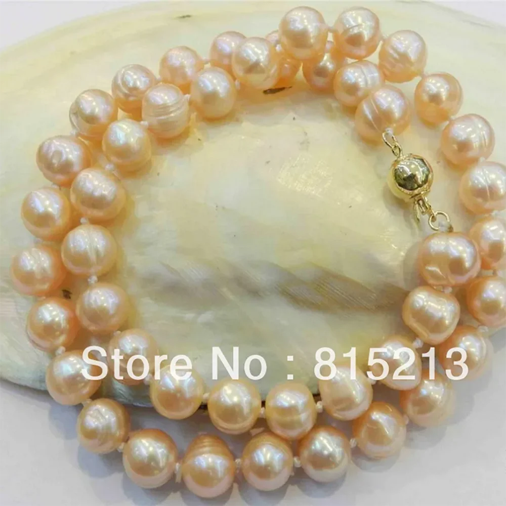 8-9mm Real Natural Pink Cultivation Pearl Necklace AAA