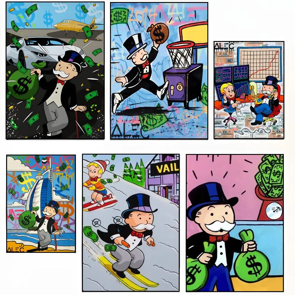Cartoon Dollar A-Aalec MonopolyS Poster Sticky Poster Paper Sticker DIY Room Bar Cafe Wall Decor Gift