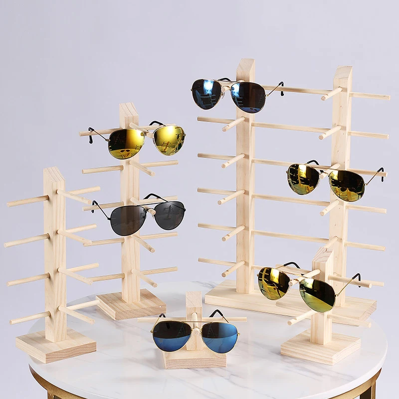 

Wooden Glasses Display Stand Sunglasses Spectacle Frame Storage Solid Wood Myopia Spectacle Organizer Holder Store Decoration