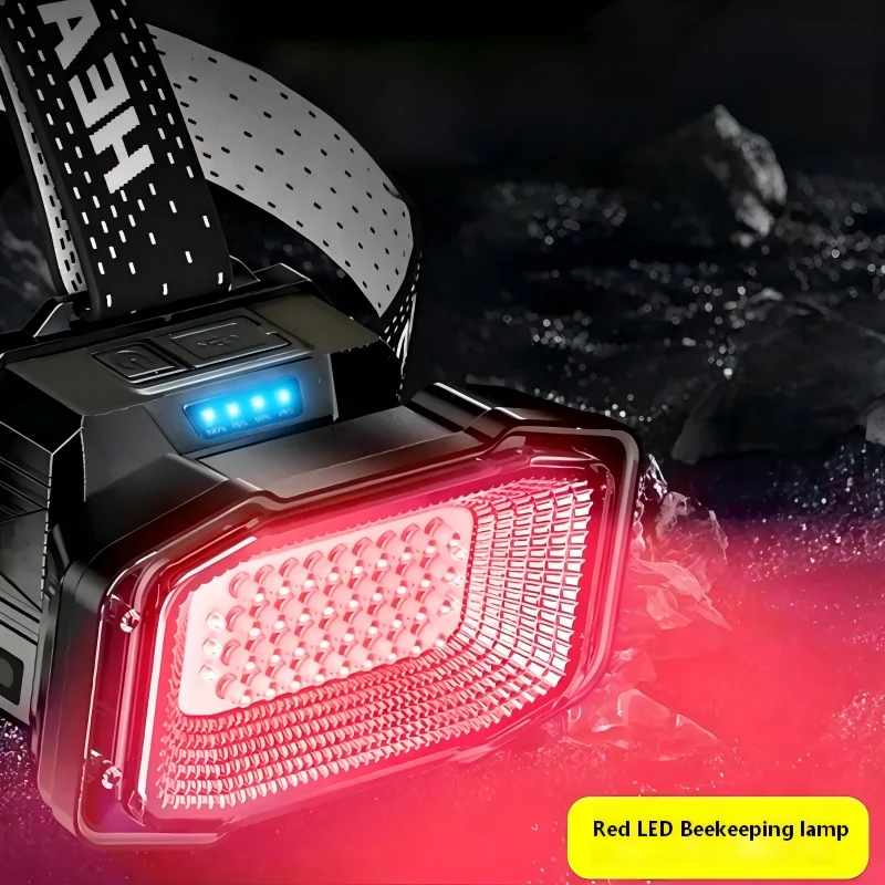 10W UV Red White 42LED Hunting Headlamp 2pc 18650 USB-C Rechargeable Head Floodlight Torch for Inspection Scorpions Camping Hike