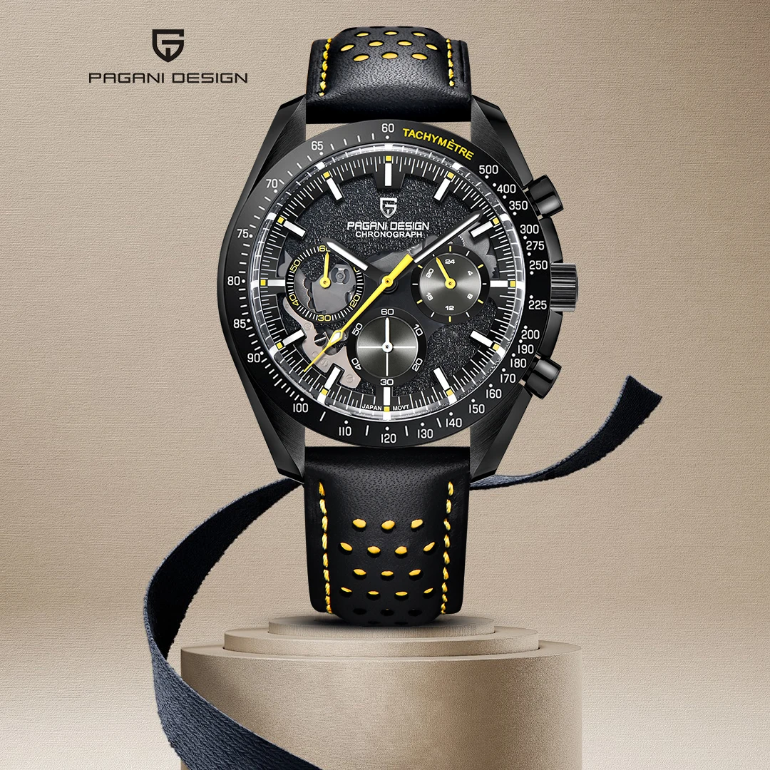 

PAGANI DESIGN 2026 New Moon Watch for Man Fashion Quartz Watch Waterproof Skeleton Sports Chronograph AR Sapphire Glass Watch