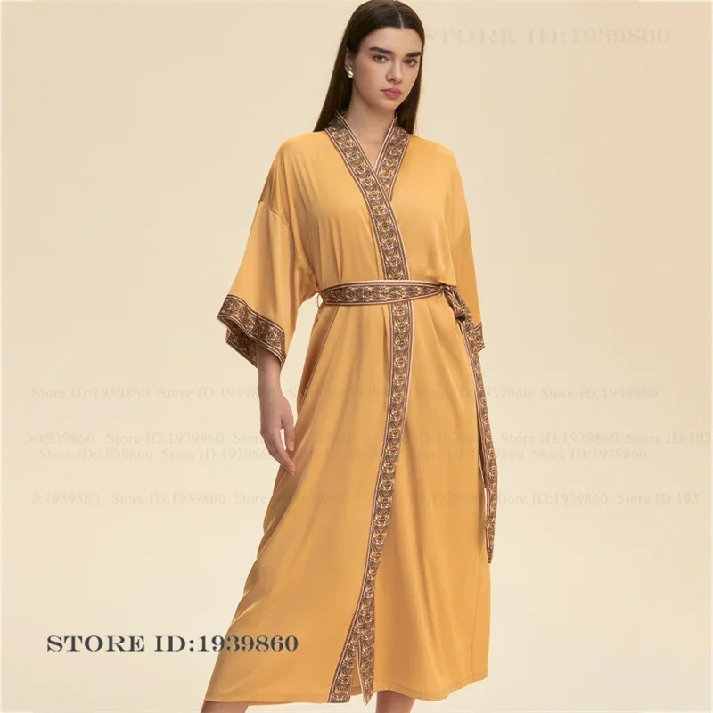 

Новый женский длинный халат, ночная рубашка, шелковистое атласное кимоно, халат, весна-осень, новая одежда для сна, ночная рубашка, свободная домашняя одежда, нижнее белье