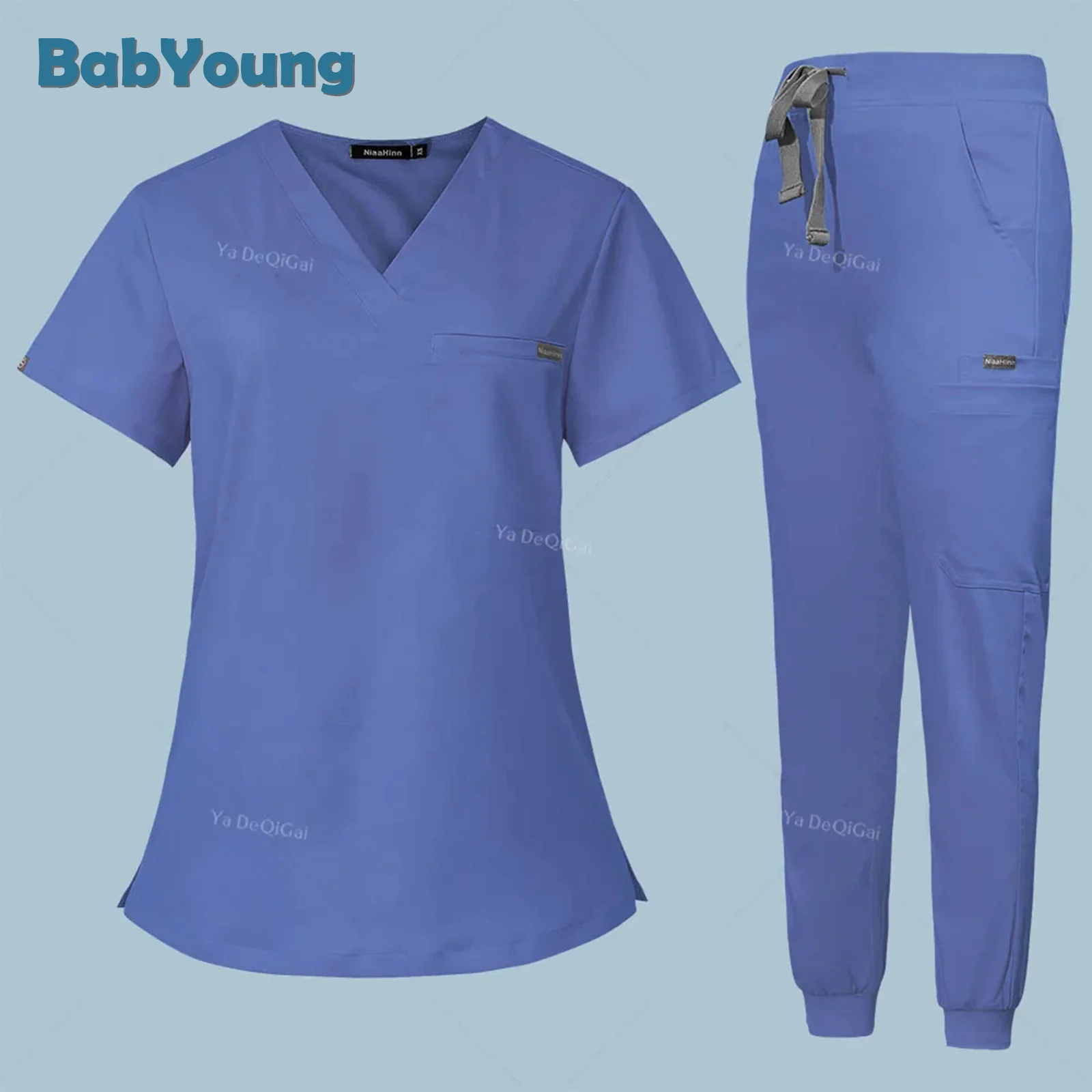 Medical Nurse Uniform Scrubs Blouse Trousers Fashion Unisex Scrub Suit Short Sleeve T-Shirt Jogger Pants Doctor Dentist Overalls