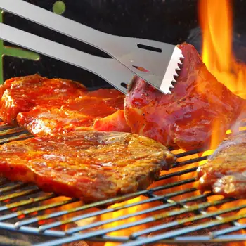 Zestaw narzędzi do grilla BBQ 7-częściowy Zestaw przyborów ze stali nierdzewnej ze szpatułką, szczypcami, widelcem, nożem, szczotką, szpikulcami i etui do przechowywania 8 best sales narzędzia do grilla - №2