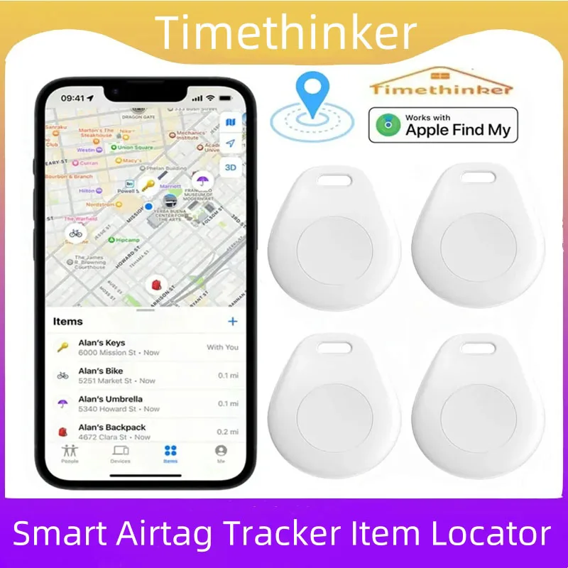 Timethinker Bluetooth Key Finder work with Apple Find My Global Network Smart AirTag Tracker Item Locator for Bag Pet  for IOS