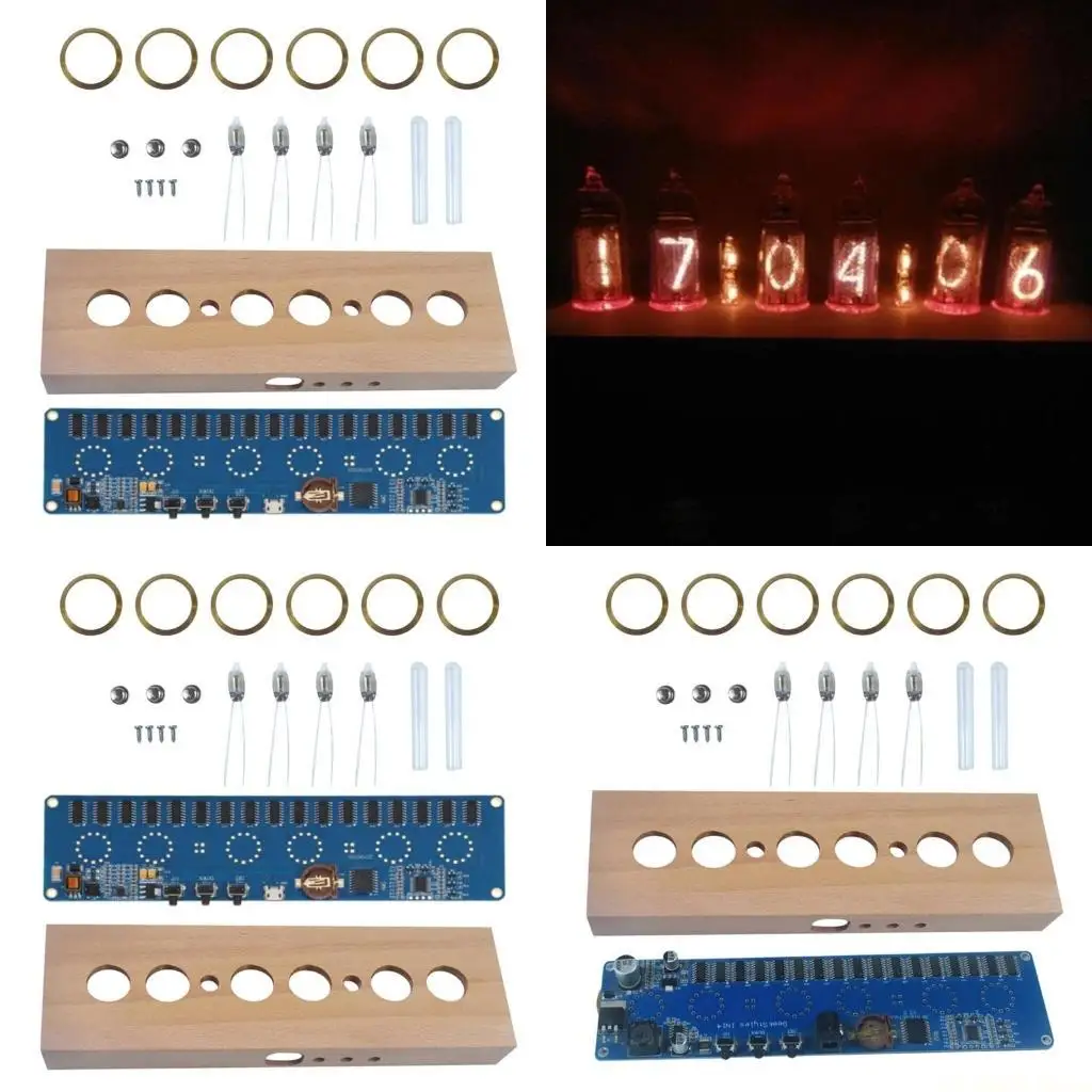E56B Innovative DIY Tube Clock With Low Power Consumption Design For Students Adults