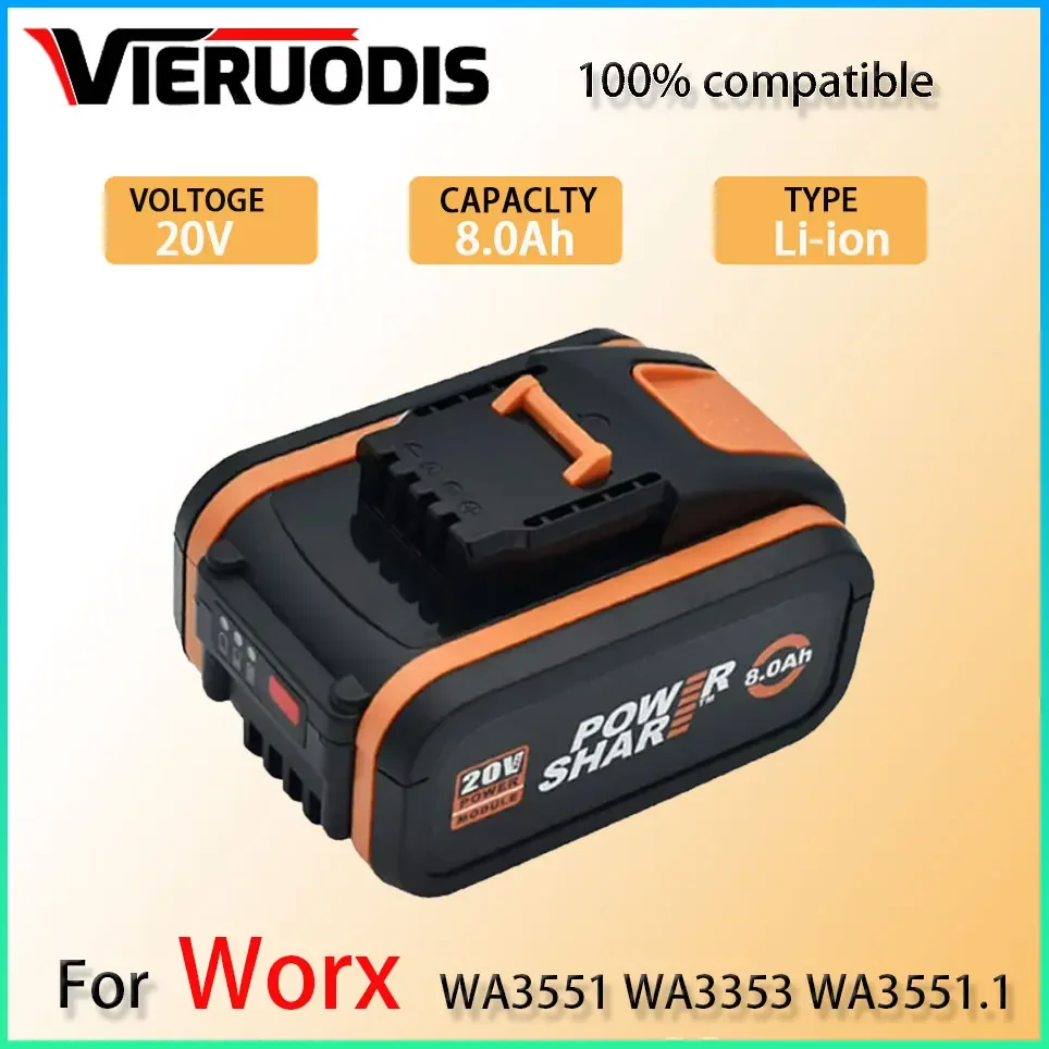 

Для батареи 20V 8000mah Li-Ion для Worx WX390/WX176/WX166.4/WX372.1 WX800/WX678/WX550/WX532/WG894E WG629E/WG329E/WG2