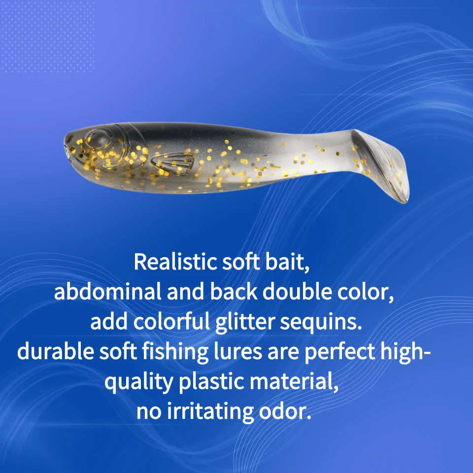 MUKUN 10 teile/los Shad Wurm Weichen Köder T Schwanz Jigging Wobbler Angeln Köder Tackle Bass Pike Aritificial Silikon Swimbait – Detail 5