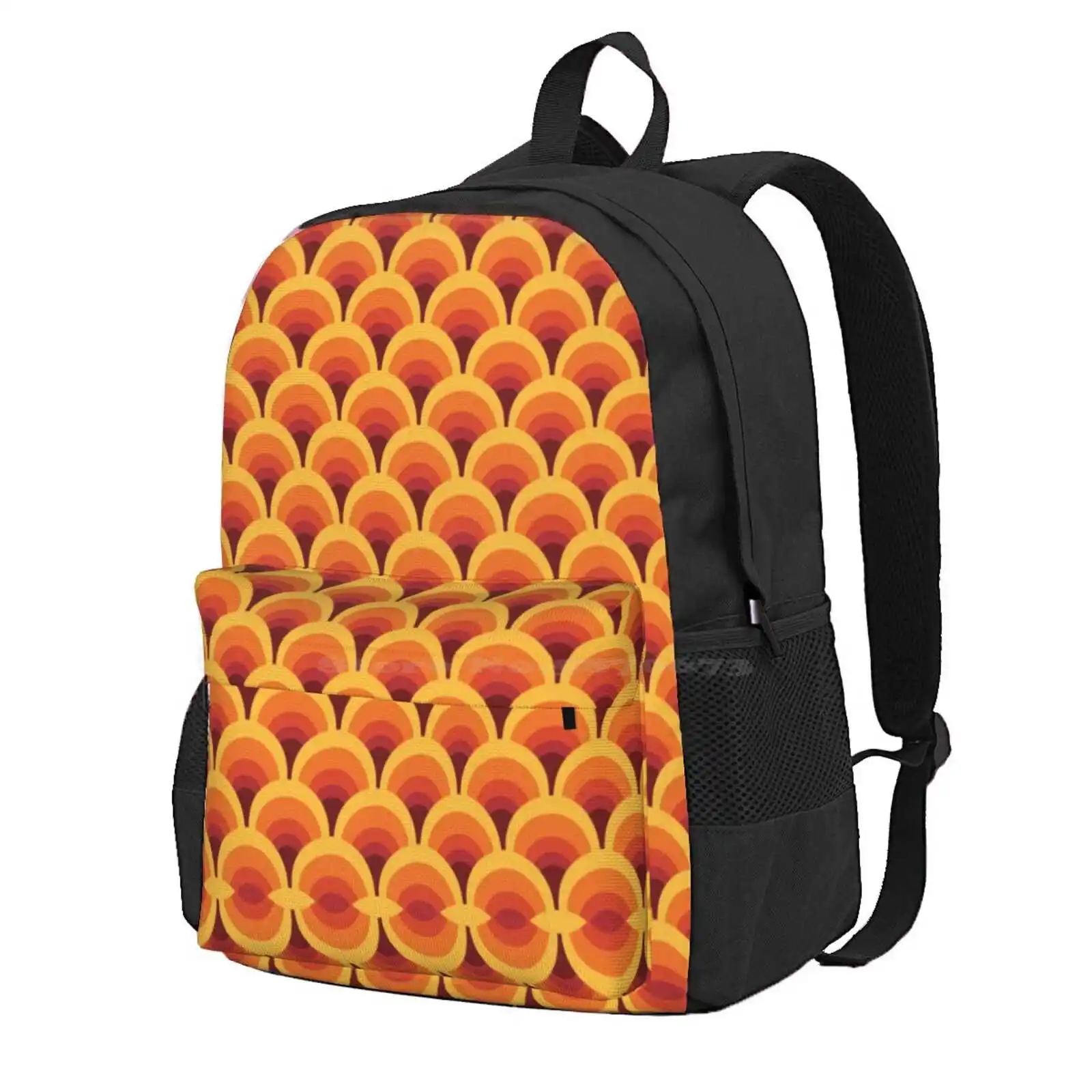 Orange Wave Gradient Retro Pattern Hot Sale Schoolbag Backpack Fashion Bags 1950S 1960S 1970S Funky Geometrical Geometry