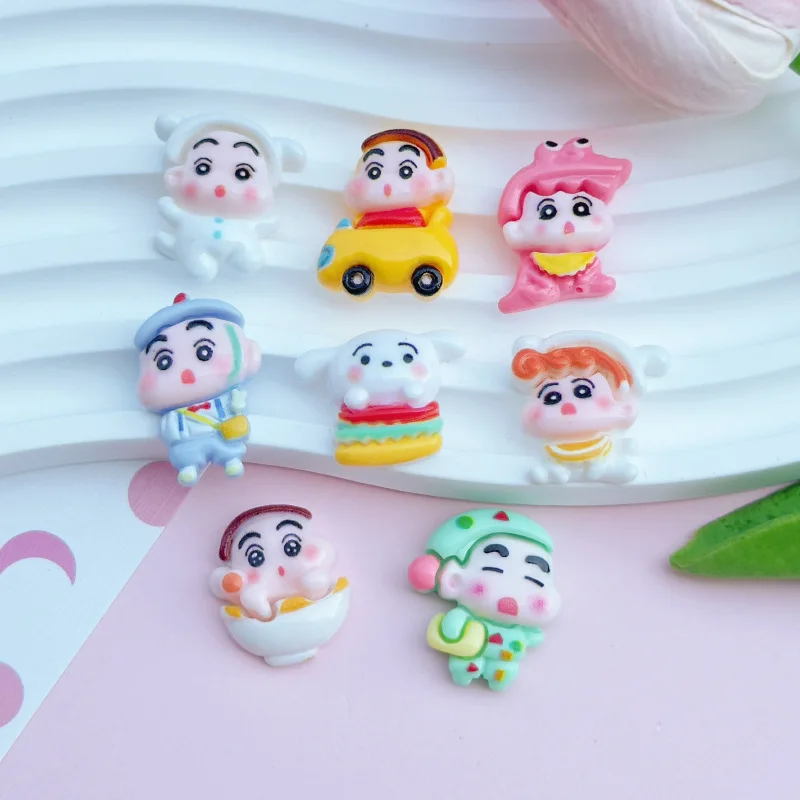 10Pcs/set Crayon Shin-chan Cross Dressing Series Resin DIY Accessories Phone Cases Patch Hair Clips Hair Accessories Materials