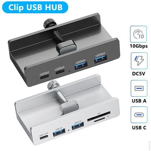 Imagen 1 del producto Abrazadera de concentrador USB, adaptador multidivisor de alta velocidad con Clip de concentrador USB 3,2/3,0/2,0 5/10Gbps para iMac Pro Mackbook, accesorios para PC de escritorio