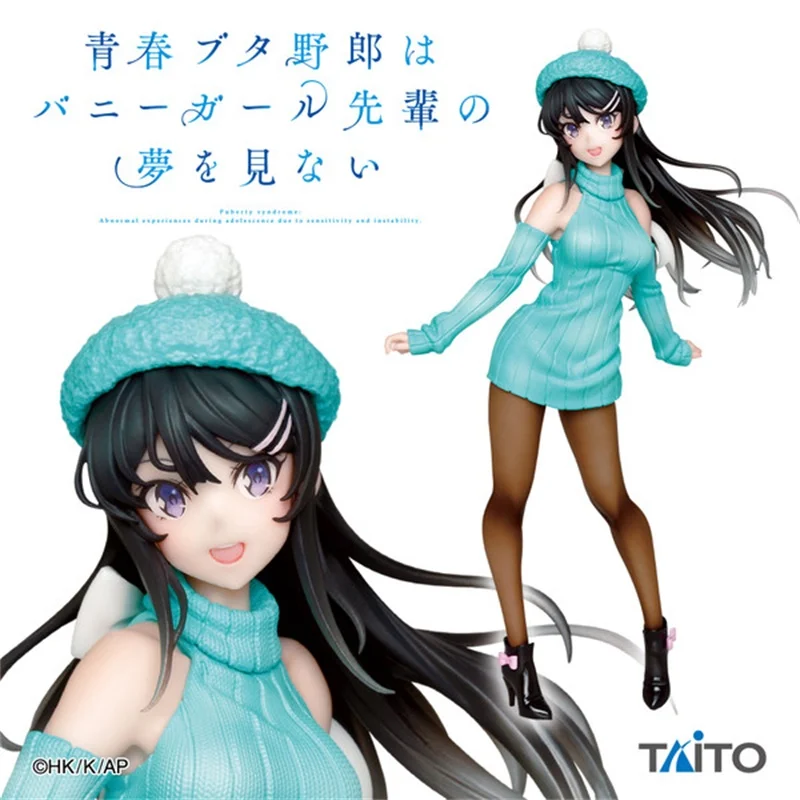 Originele 20Cm Taito Anime Aobuta Sakurajima Mai Gebreide Jurk Ver Mai Senpai Pvc Action Figure Modell Pop Speelgoed