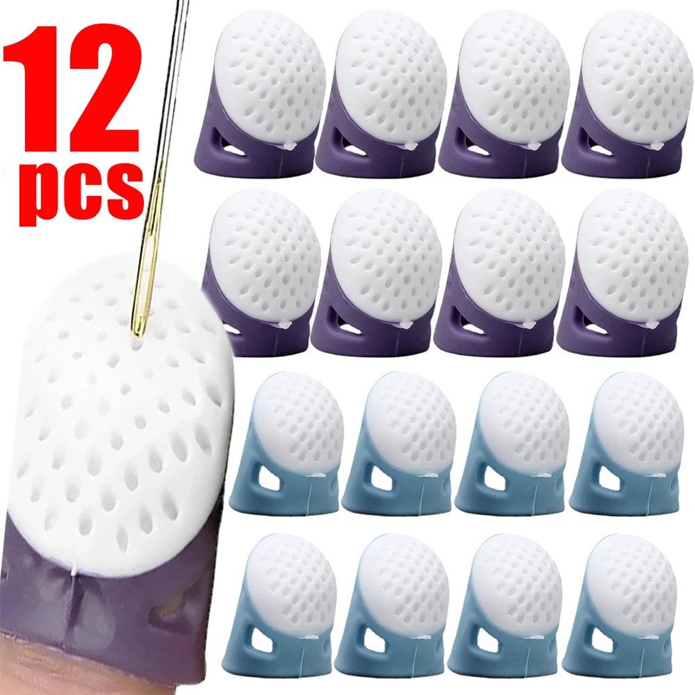 Sewing Thimbles Silicone Sewing Finger Tips Anti-slip Finger Cover Hollowed Protector Sleeve DIY Hand Cross-stitch Sewing Tools