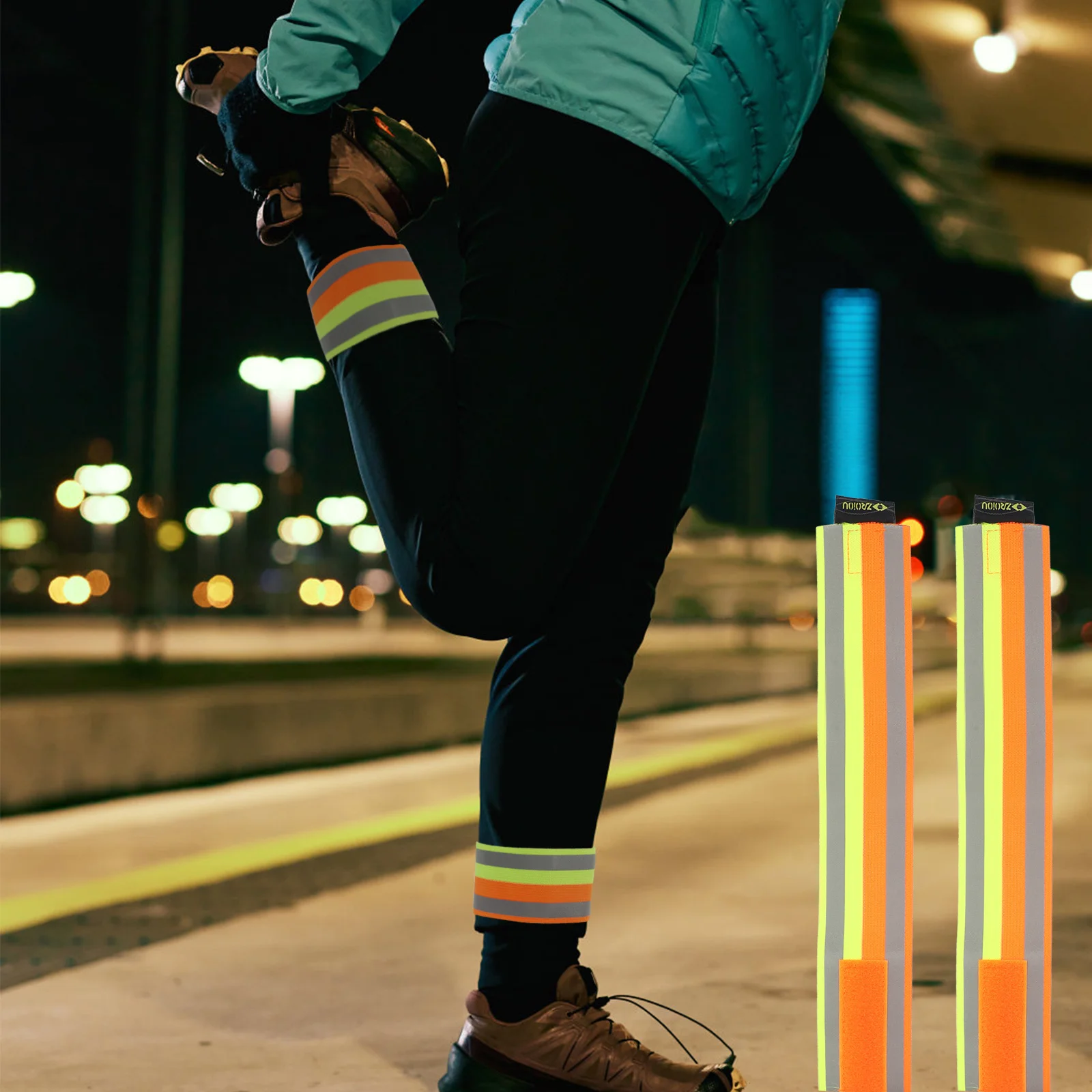 

2Pcs Adjustable Reflective Wristband Outdoor Safety Bracelet for Running Cycling Jogging High Visibility Exercise Accessory