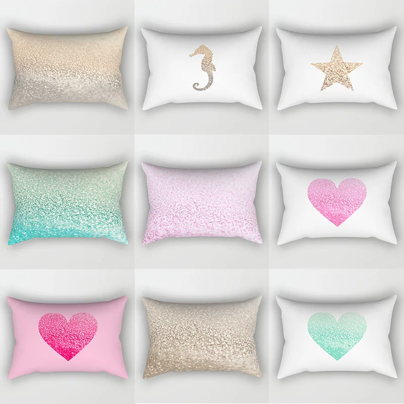 Hot Sale Beautiful  Pink  Heart Shape Pillow Covers High Quality Short Plush Velvet Rectangle Pillow Cases Room Decor