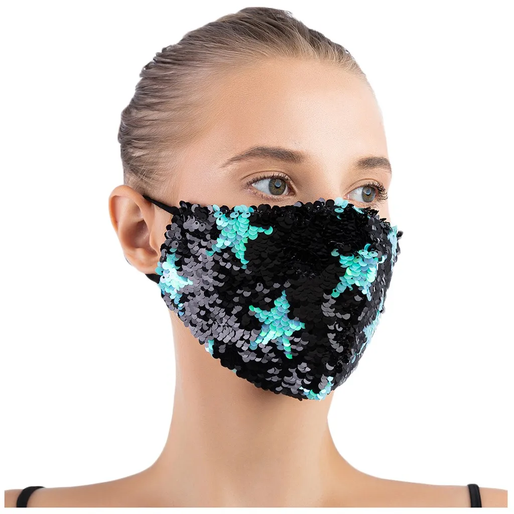 1pc Personalized Design With Sequins That Can Clean And Reuse Outdoor Masks Breathable And Comfortable Personal Protective Mask