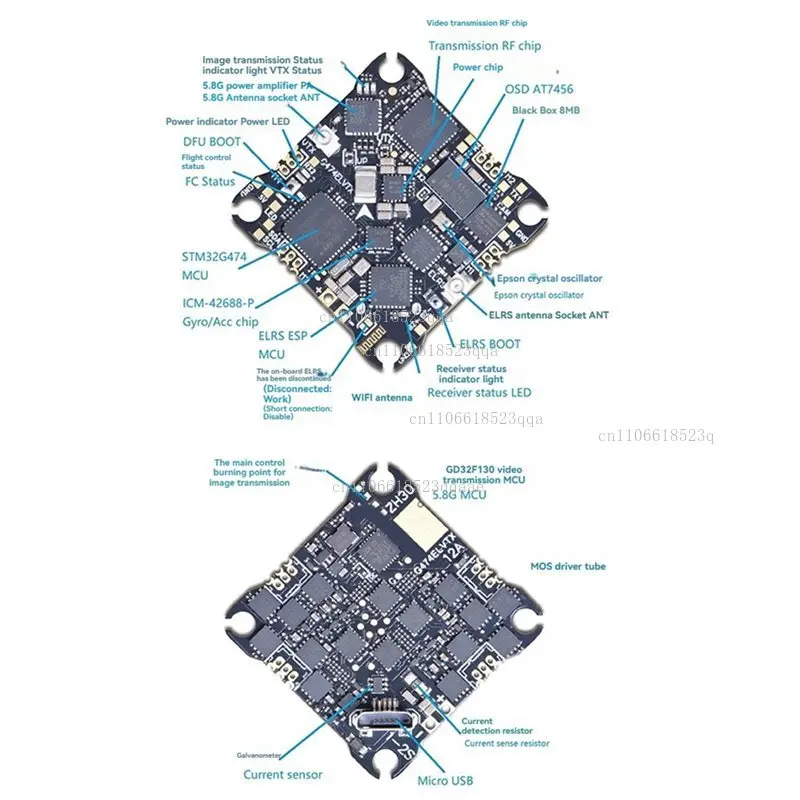 Built-In ELRS 2.4G Receiver 5.8G 400MW VTX 25.5X25.5MM G474ELVTX AIO 12A ESC 1S-2S For RC FPV Drone Models