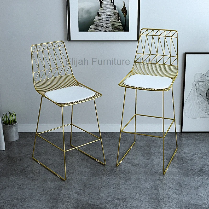 

Nordic High Bar Stool Luxury Iron Bar Chair Living Room Modern Simple Dining Chair Home Kitchen Furniture 65/75cm Gold Black