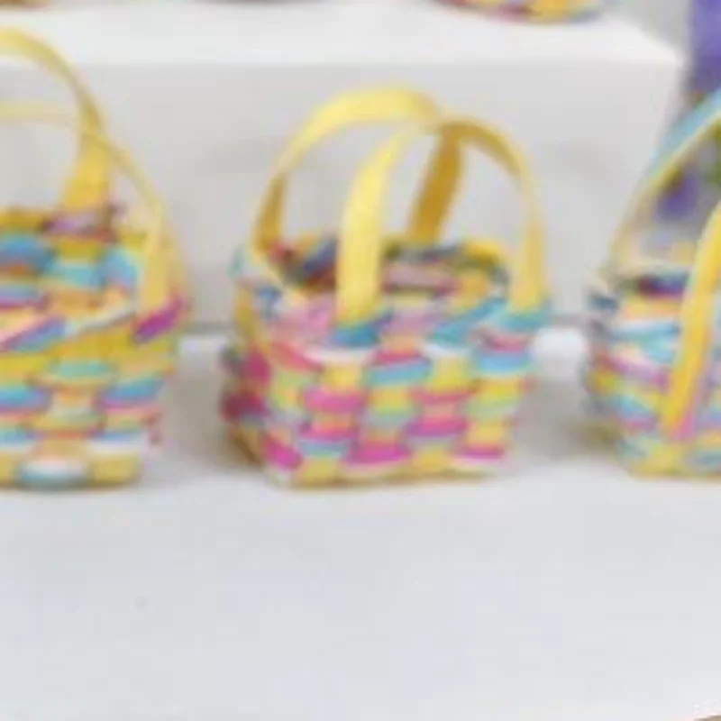 1Pcs Storage Basket Scene Props Dollhouse Mini Woven Flower Basket Carrying Basket Miniature Model Daily Necessities Decor