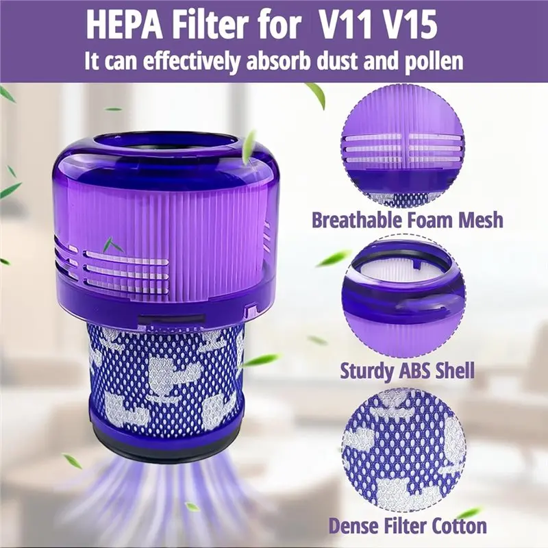 Replacement Dust Box With Reusable HEPA Filter For Dyson V11 V15 Transparent Dust Container For Vacuum Cleaner