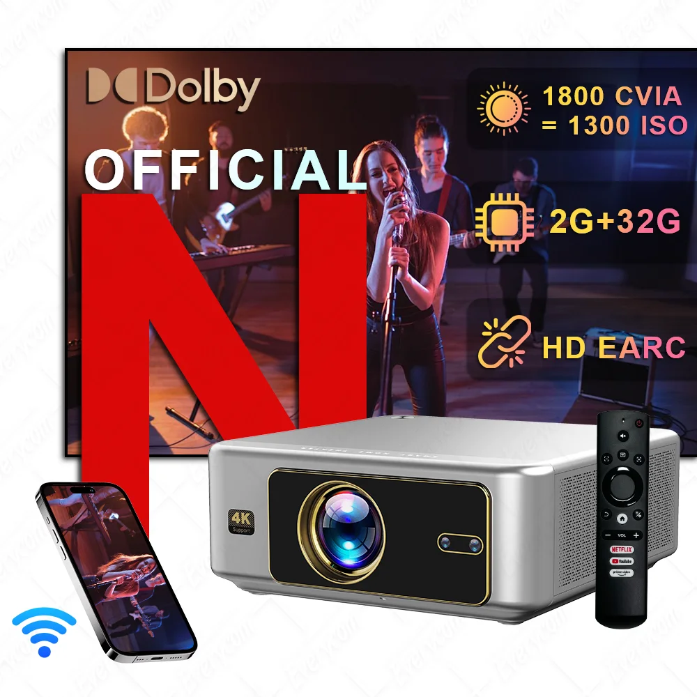 Video Games - 1800CVIA Projecteur 4k Full hd Projector