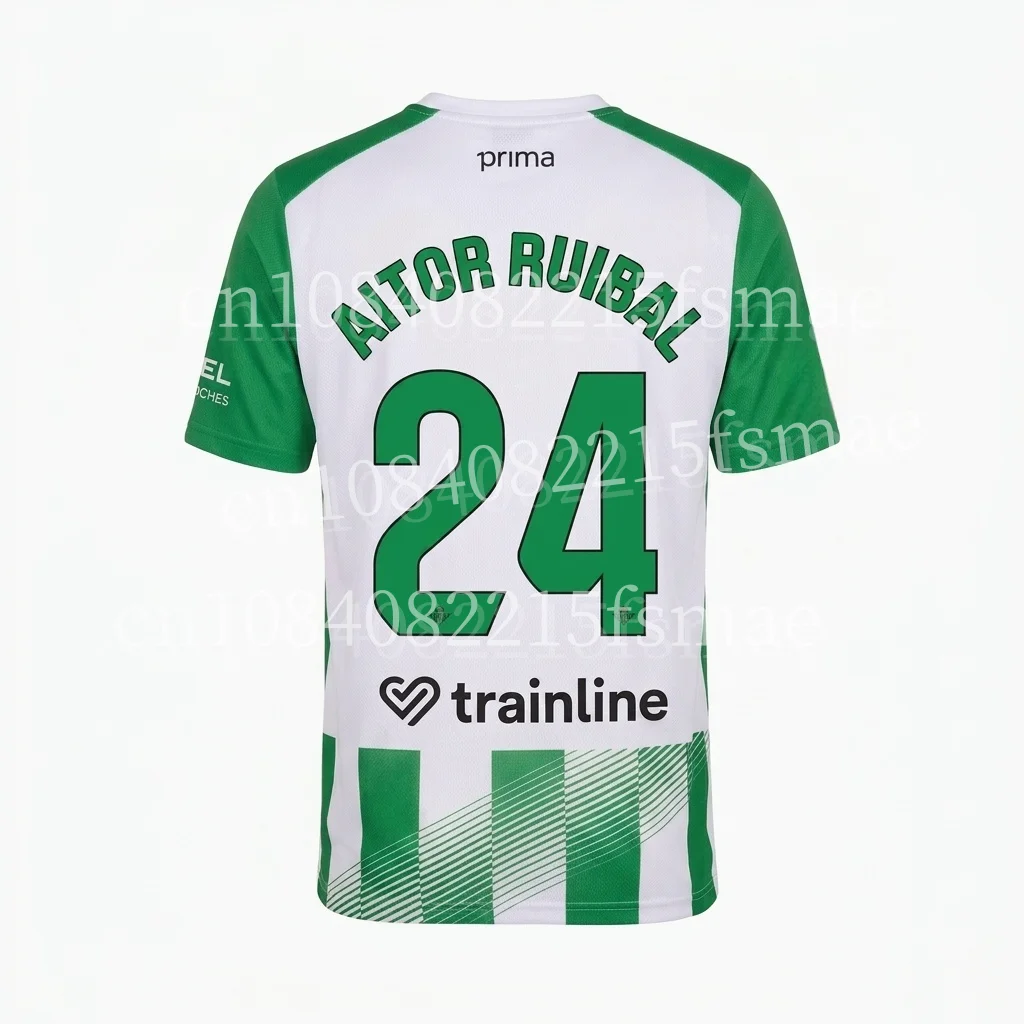 2026/27 Spanisches BET Grün-Weiß Gestreiftes Fußballtrikot Kurzarm Schnelltrocknend Atmungsaktives Fußballshirt Team-Trainingsuniform Top – Detail 9