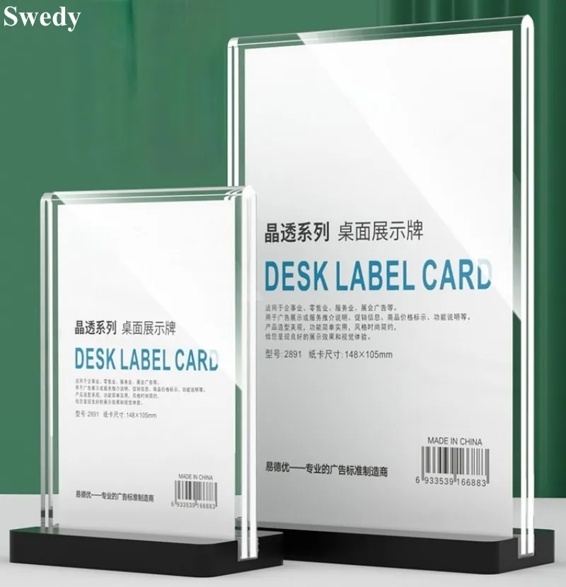 

A6 100x150mm Table Menu Paper Holder Stand Advertising Page Poster Holder Price Label Card Acrylic Sign Holder