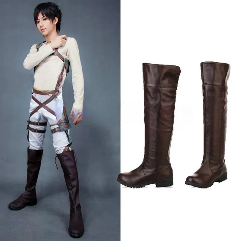 

Высокие сапоги для косплея в стиле аниме «Атака Титанов» Shingeki no Kyojin Eren Jaeger Mikasa Ackerman, обувь 35-44, бесплатная доставка