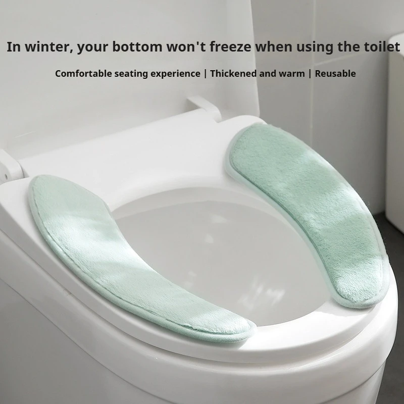 

FaSoLa Rabbit Plush Thickened Warm Toilet Seat TPR Back Sticky Double Flap Separation Repeated Washing Toilet Seat Winter