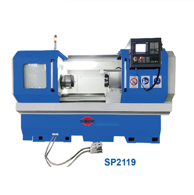 6150 2m CE quality manufacturer cnc lathe machine with bar feeder SP2119 aluminium work