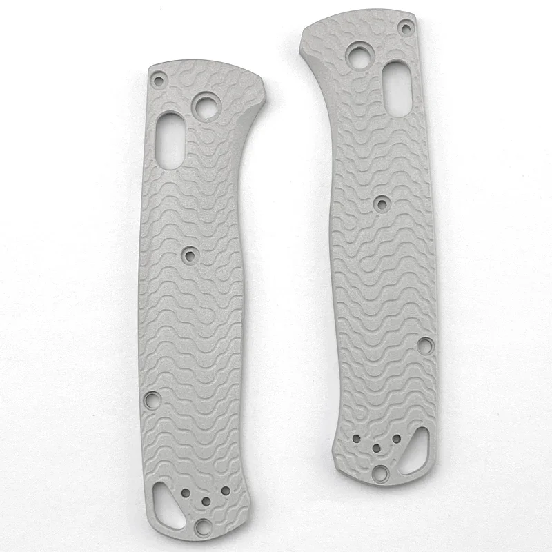 1 Pair Aluminum Alloy Handle Grips Patches  for Benchmade Bugout 535 Line Pattern Folding Knife Non-slip DIY Scales Sand Blast R