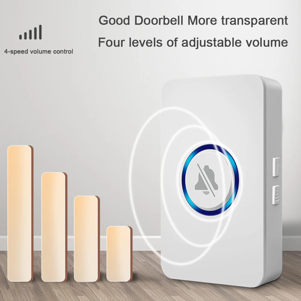 جرس الباب اللاسلكي الفصول الدراسية طقم جرس الباب 4 مستوى الصوت جرس باب الفصول الدراسية 60 + حلقات نطاق 164ft لمستشفى المكاتب المنزلية