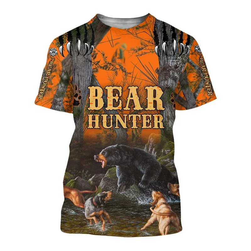 

1 Piece Custom Your Picture Bear Hunter Camo 3D All Over Printed Tops For Men And Women Summer Casual Pullover Fashion Streetwea
