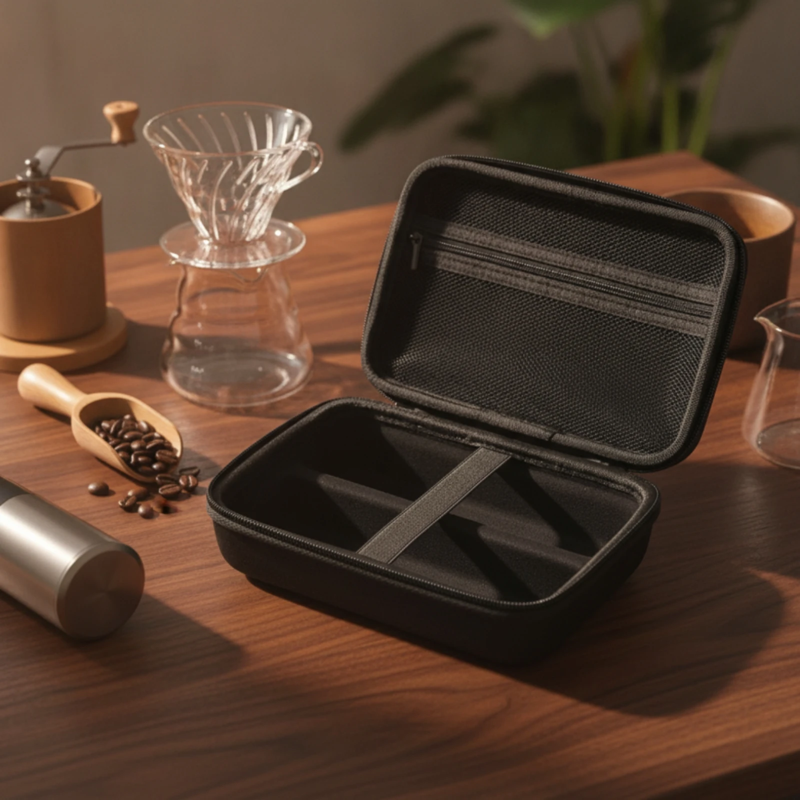 Manual Coffee Grinder Case Hard Shell Coffee Grinder Case with Zipper Safeguarding Portable for Travelers, Camping