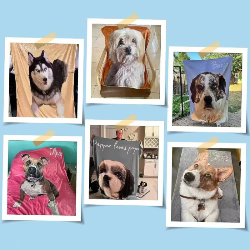 Cobertor macio personalizado para animais de estimação, cobertor personalizado com fotos e nomes, presente comemorativo para animais de estimação