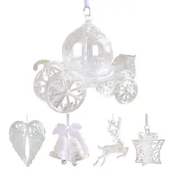 Christmas Tree Hangings Pendant Sparkling Pendants Bell Carriage Elk And Wing Christmas Tree Decor Clear Sparkling Hangings