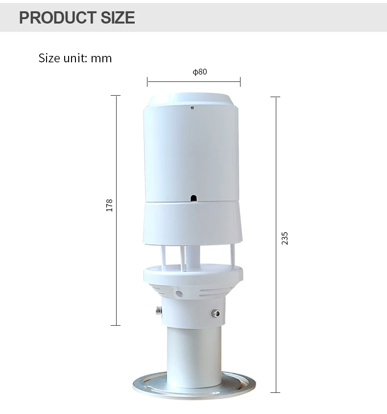 RS485 Small Size Digital Anemometer Meter With 5 Meteorological Parameters Rainfall Ultrasonic Wind Speed & Direction