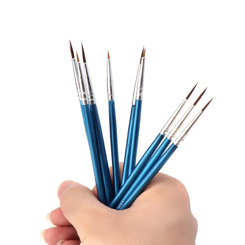 Juego de pinceles de pintura Gouache para acuarela, suministros de arte, punta redonda puntiaguda, pelo de nailon, diferentes tamaños, 10 unidades por lote