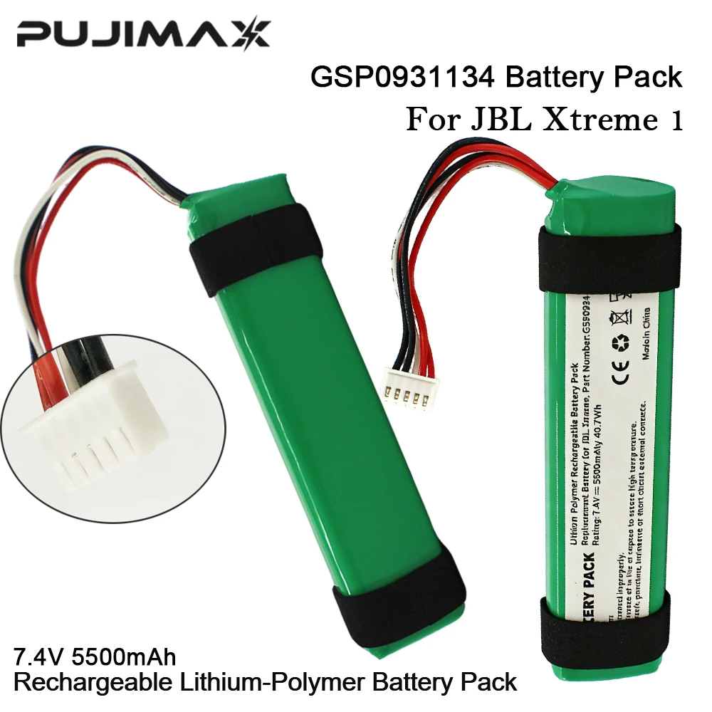Bateria PUJIMAX 7.4V 5500mAh GSP0931134 para Caixa de Som JBL Xtreme 1, Baterias Recarregáveis Bluetooth Sem Fio
