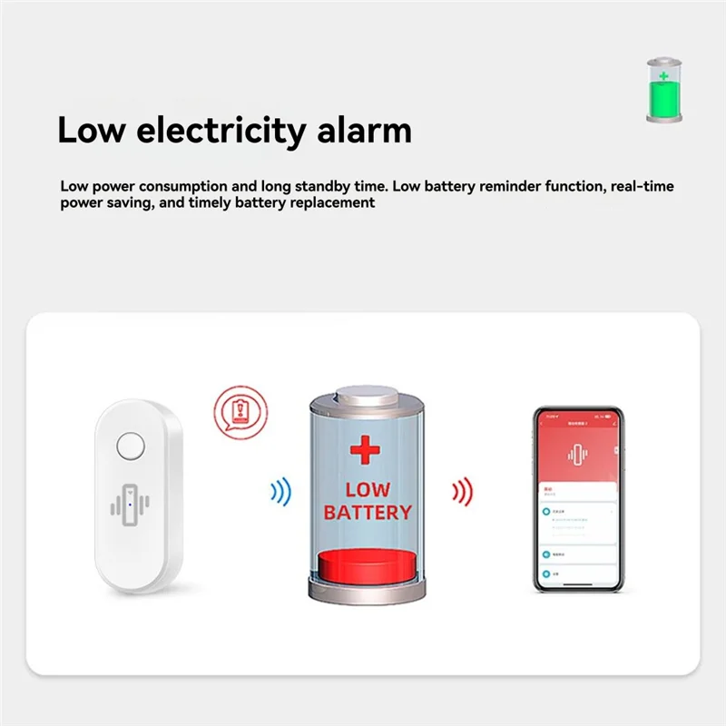 BAAE Smart Wifi مستشعر الاهتزاز إنذار كاشف الاهتزاز اللاسلكي كشف الصدمات في الوقت الحقيقي وتنبيهات النشاط الأبيض