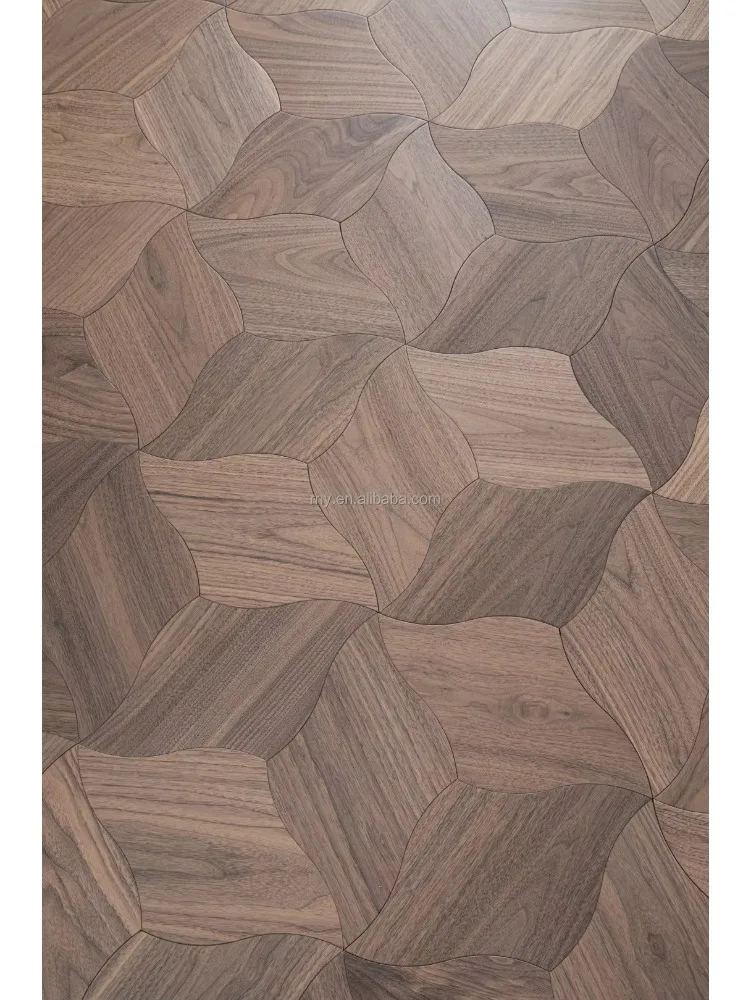 カスタマイズされた15mmの不規則な曲線デザインの六角形模様の木製床