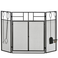 HOMCOM Salvachispas folding 3 Metal panels with double door 4 tools